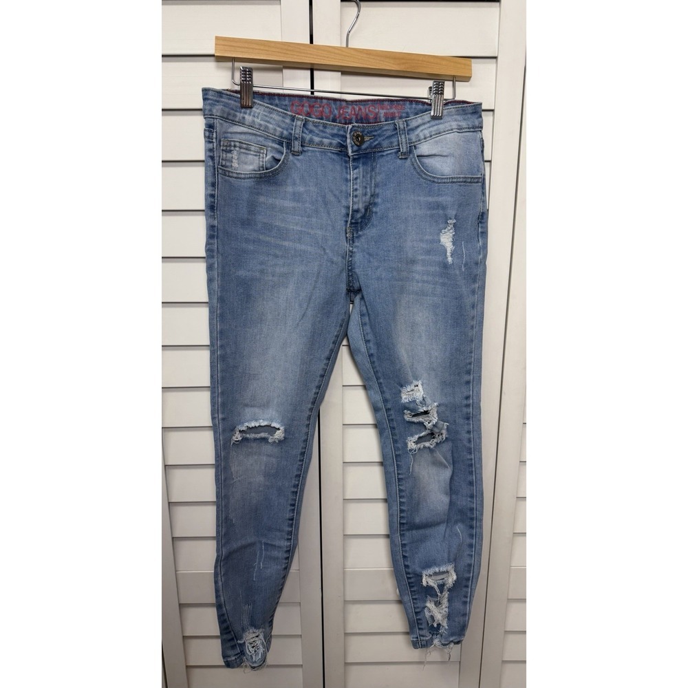 Gogo Jeans Mid Rise Ankle Distressed Stretch Jeans Women's Size 9